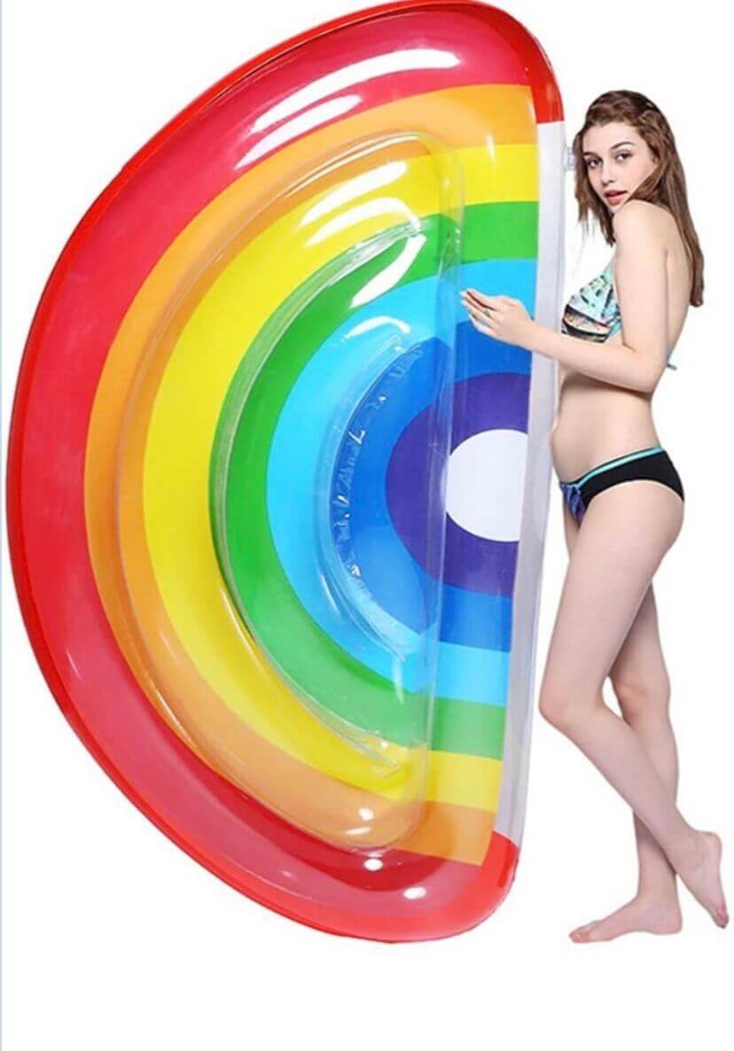 Wanna Party Giant Rainbow Pool Float Inflatable Floats Slide for Swimming Lounge Party Tube,Outdoor Beach Toys,60 X 37 inch