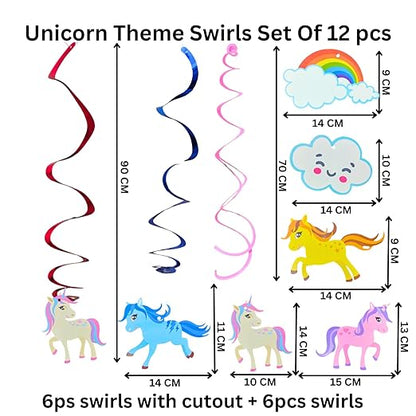 Unicorn Theme Swirl Decoration - 12PC