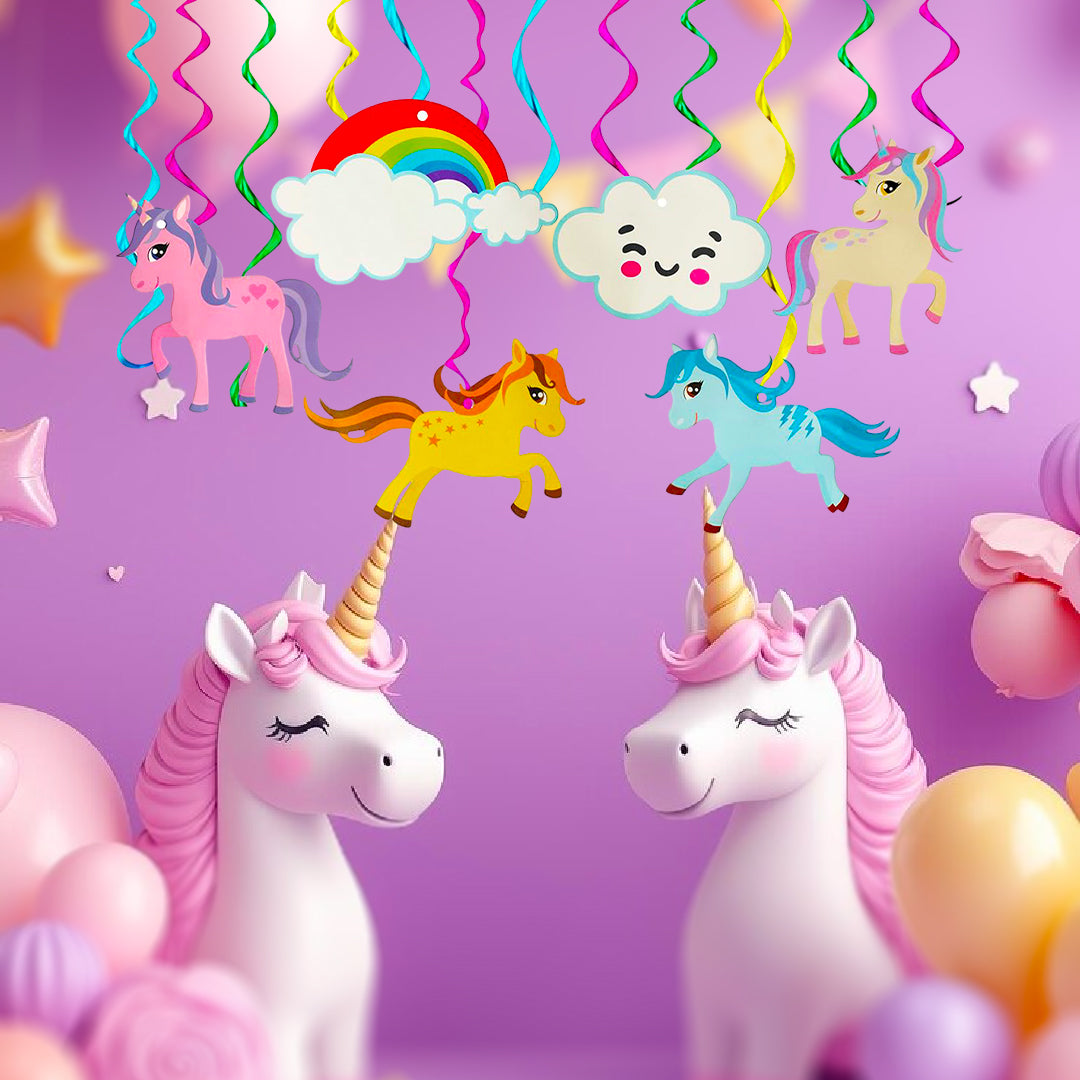 Unicorn Theme Swirl Decoration - 12PC