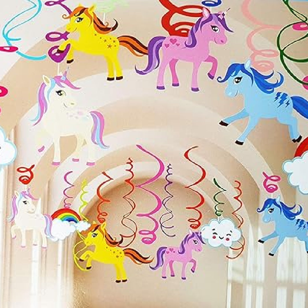 Unicorn Theme Swirl Decoration - 12PC