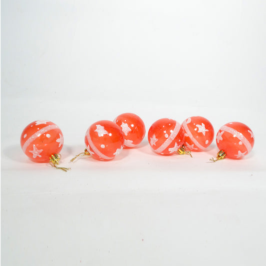 Red Transparent Balls with Snow Stars Tree Hanging