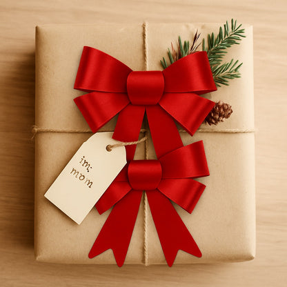 Red Bows for Christmas Decorations - Set of 2