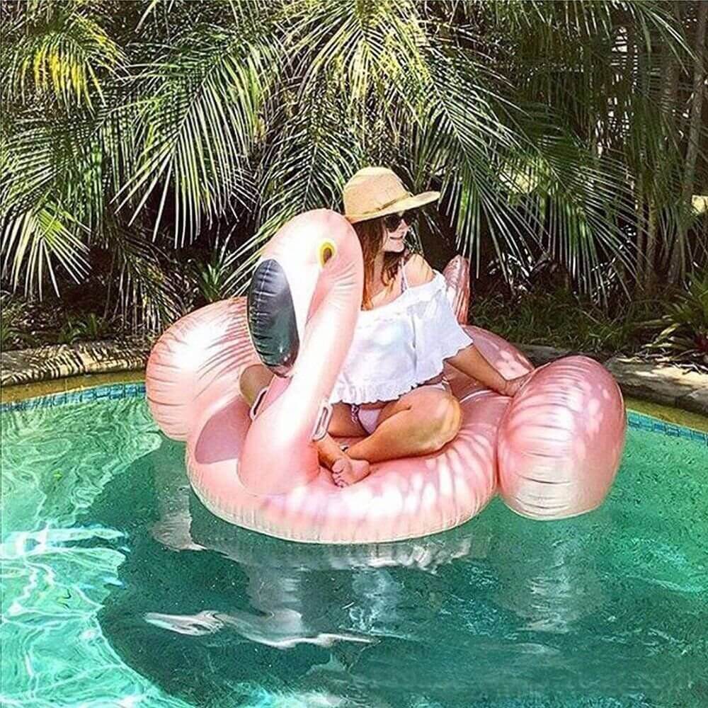 Giant Inflatable Rose Gold Flamingo Swimming Pool Float