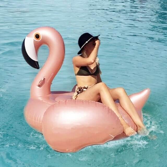 Giant Inflatable Rose Gold Flamingo Swimming Pool Float