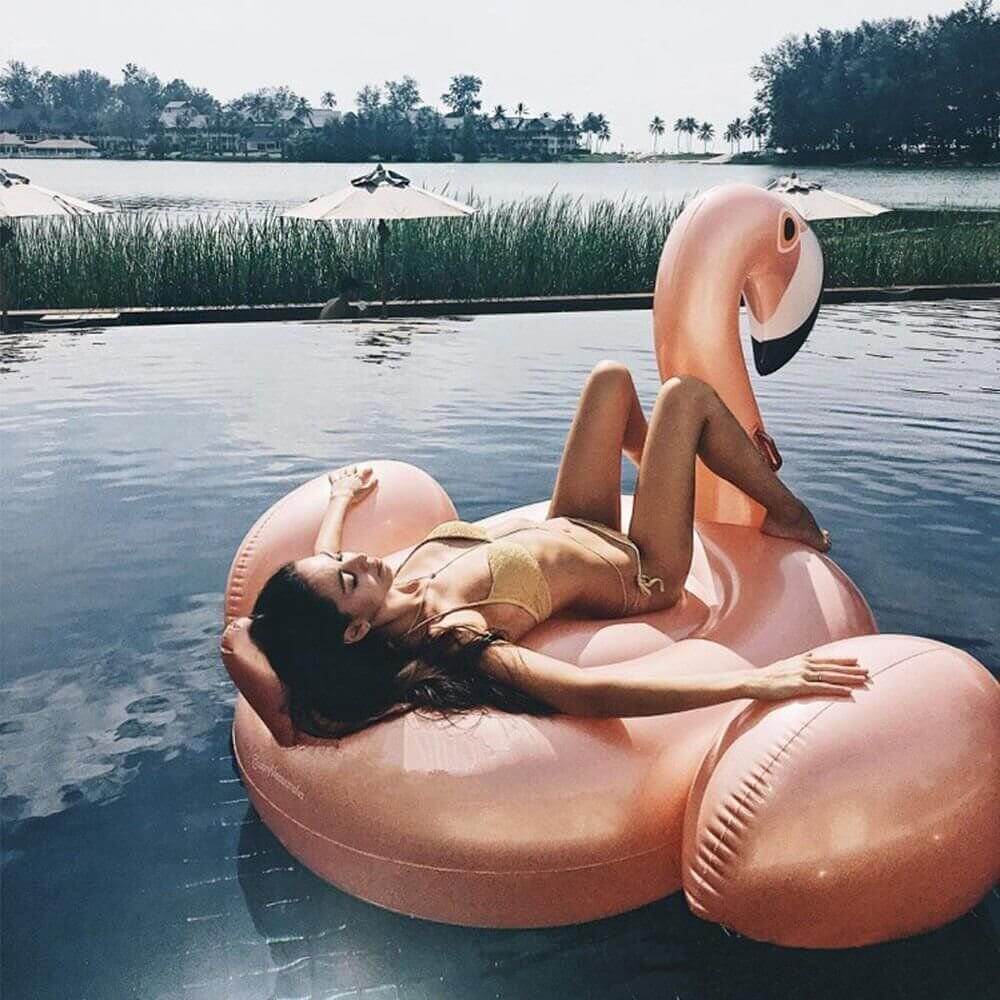 Giant Inflatable Rose Gold Flamingo Swimming Pool Float