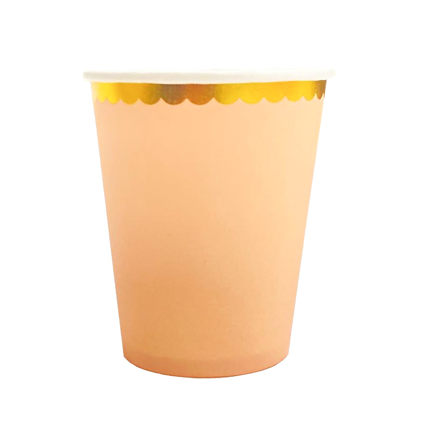 Rose Gold Paper Cups with Gold Rim 250ML - 10 PC