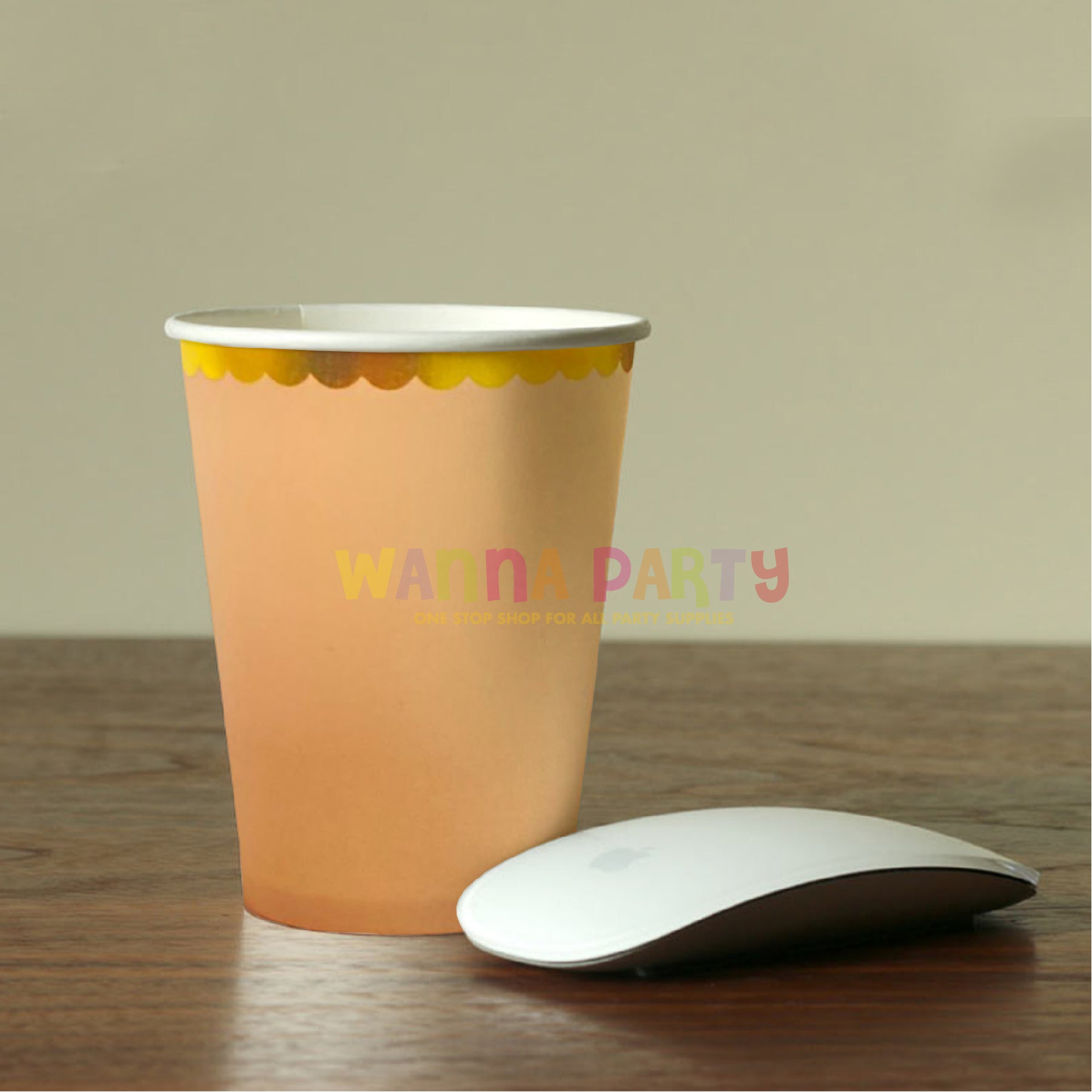 Rose Gold Paper Cups with Gold Rim 250ML - 10 PC