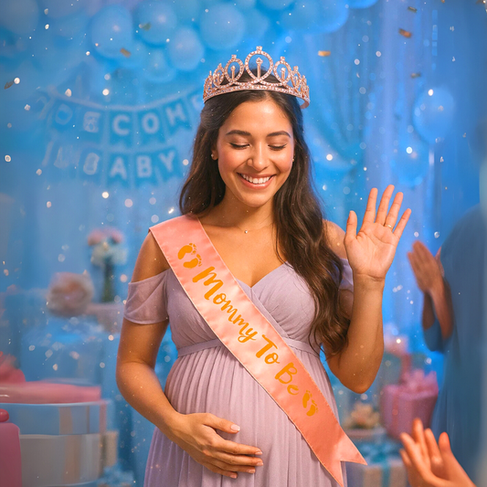 Rose Gold Tiara wth Mom To Be Sash Combo - 2PC