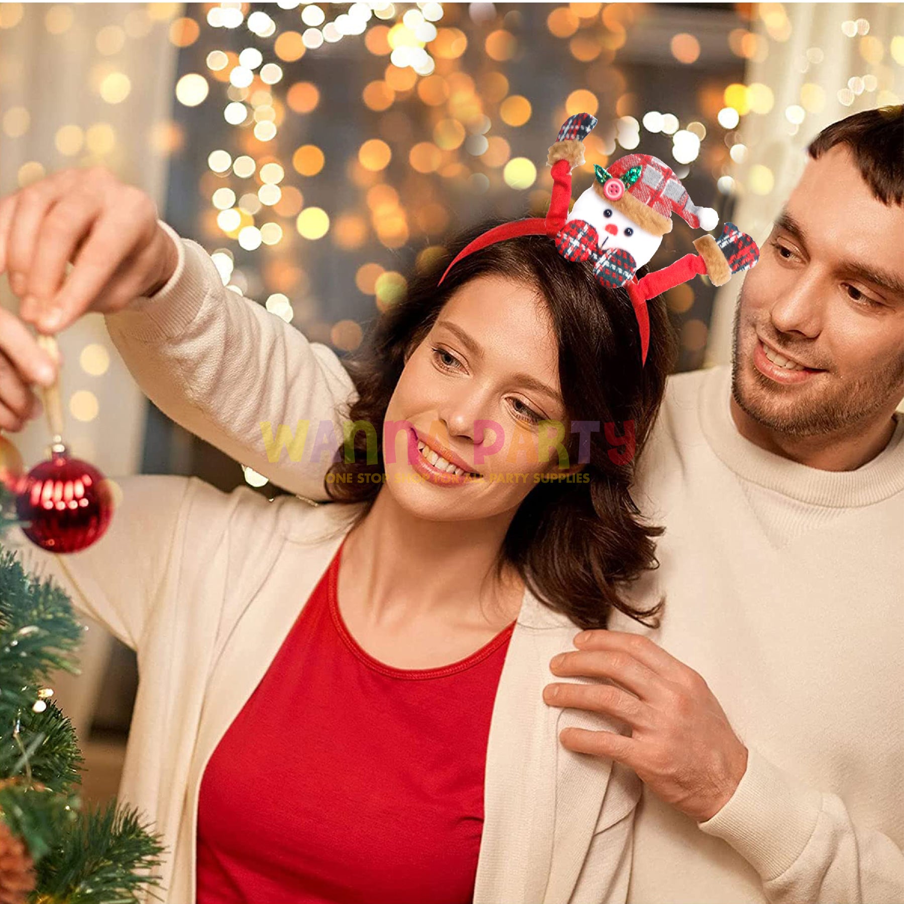 Waving Santa Claus with Gloves &amp; Bow Headband