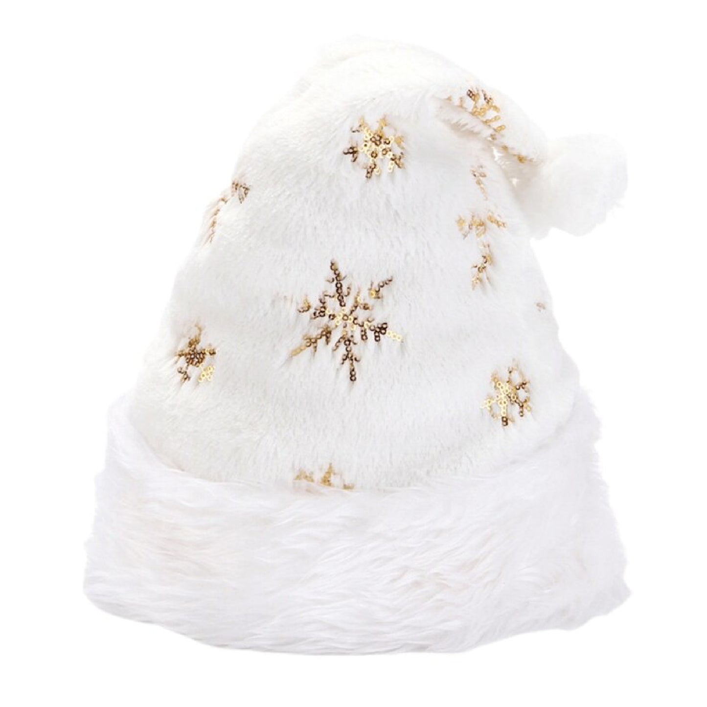 Snowy Santa Hat with Golden Snowflakes