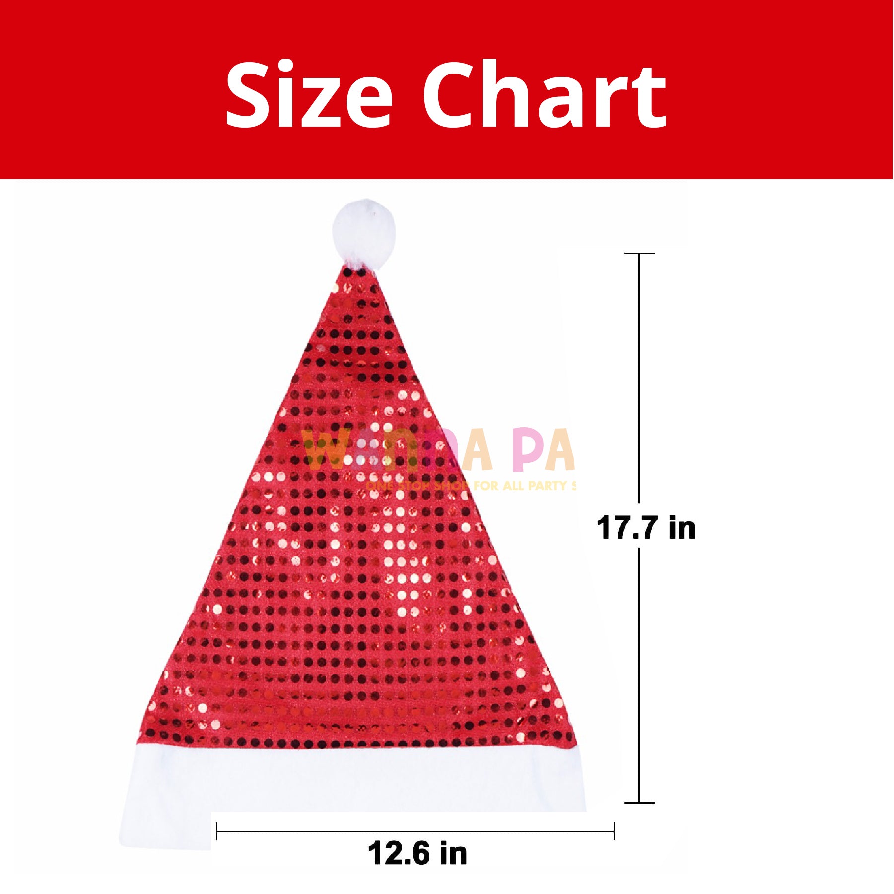 Red Sequin Santa Hat-1PC