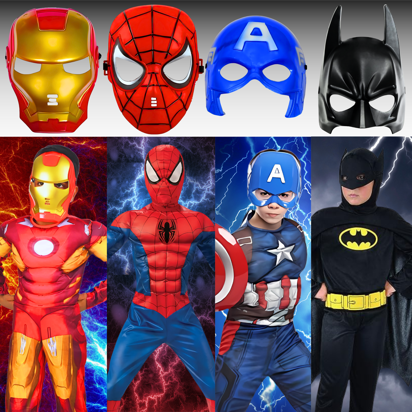 Kids Superhero Mask Set – Pack of 4