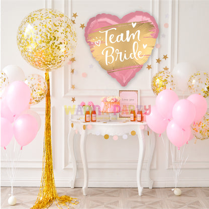 Satin Gold Heart Shape Team Bride Balloon 18 Inch