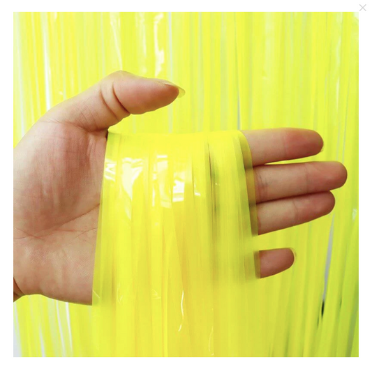 Neon Yellow Foil Curtain for Wall Decor - 7FT X 3FT - 1PC