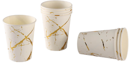 White & Gold Paper Cups -10PC