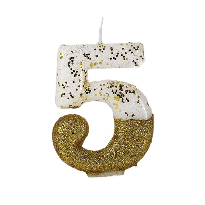 No. 5 Semi Glitter Gold Candle