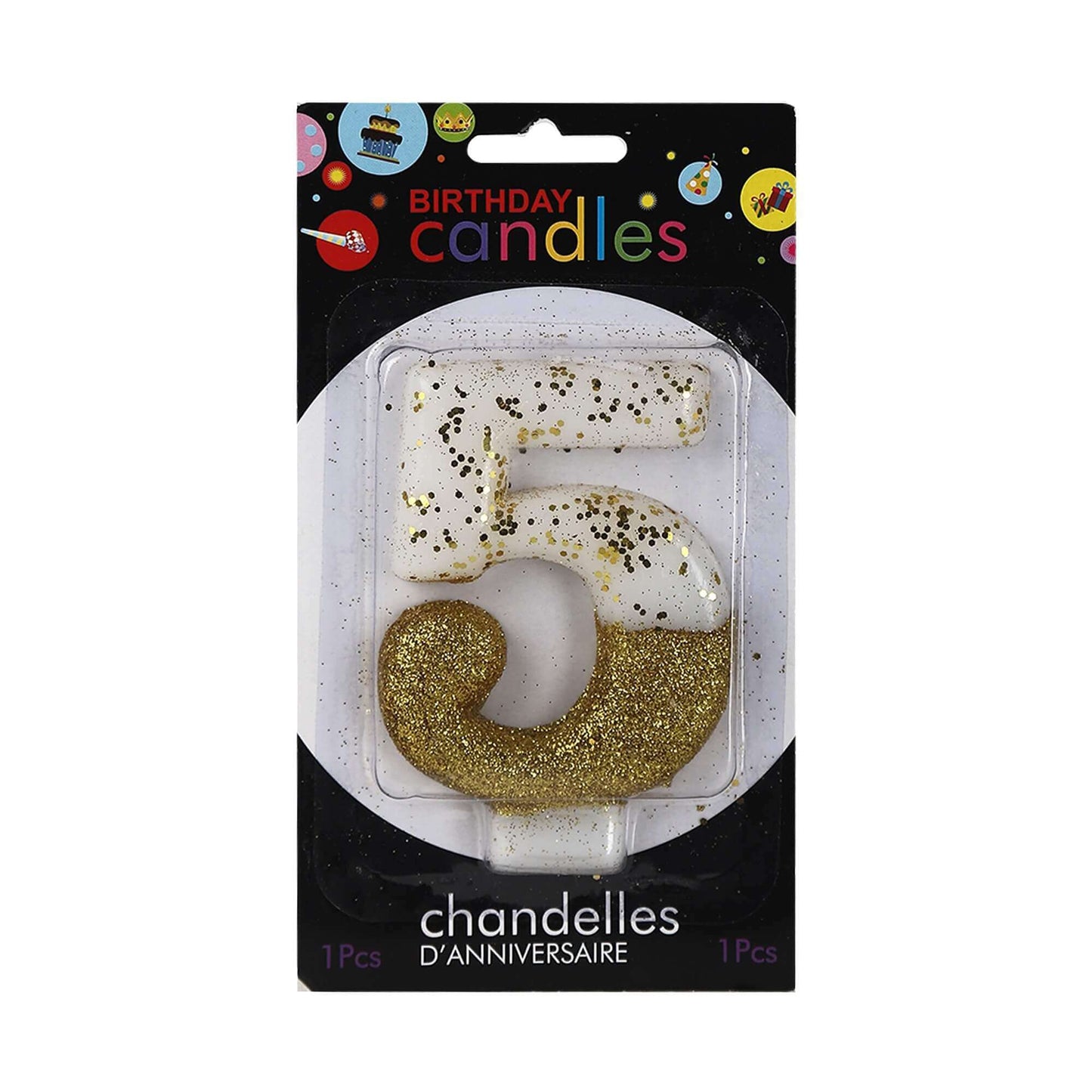 No. 5 Semi Glitter Gold Candle