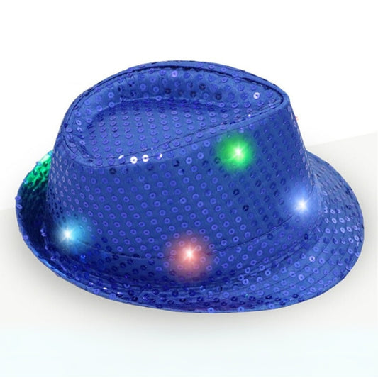 Light Up LED Sequin Hat Blue - 1PC
