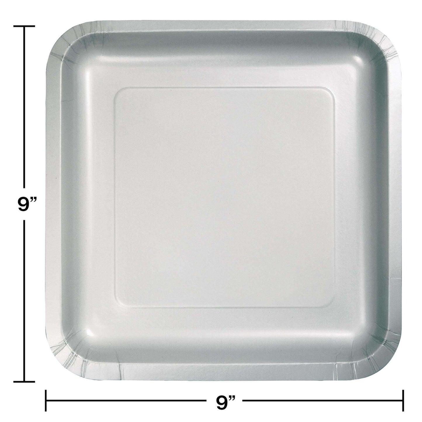 Shimmering Silver Sqr. Paper Plates 9" - 8PC