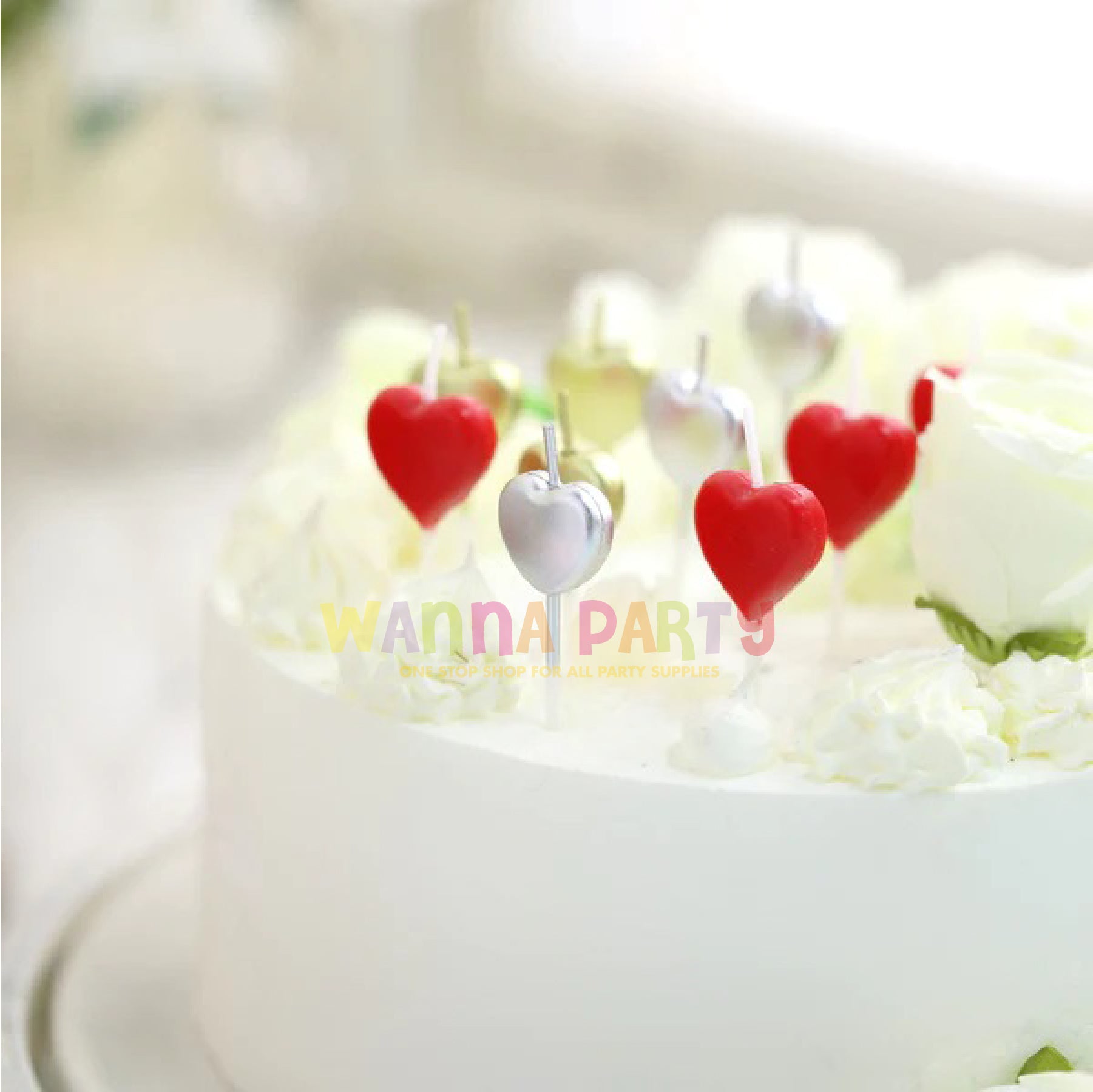 Silver Heart Pick Candles - 5 PC