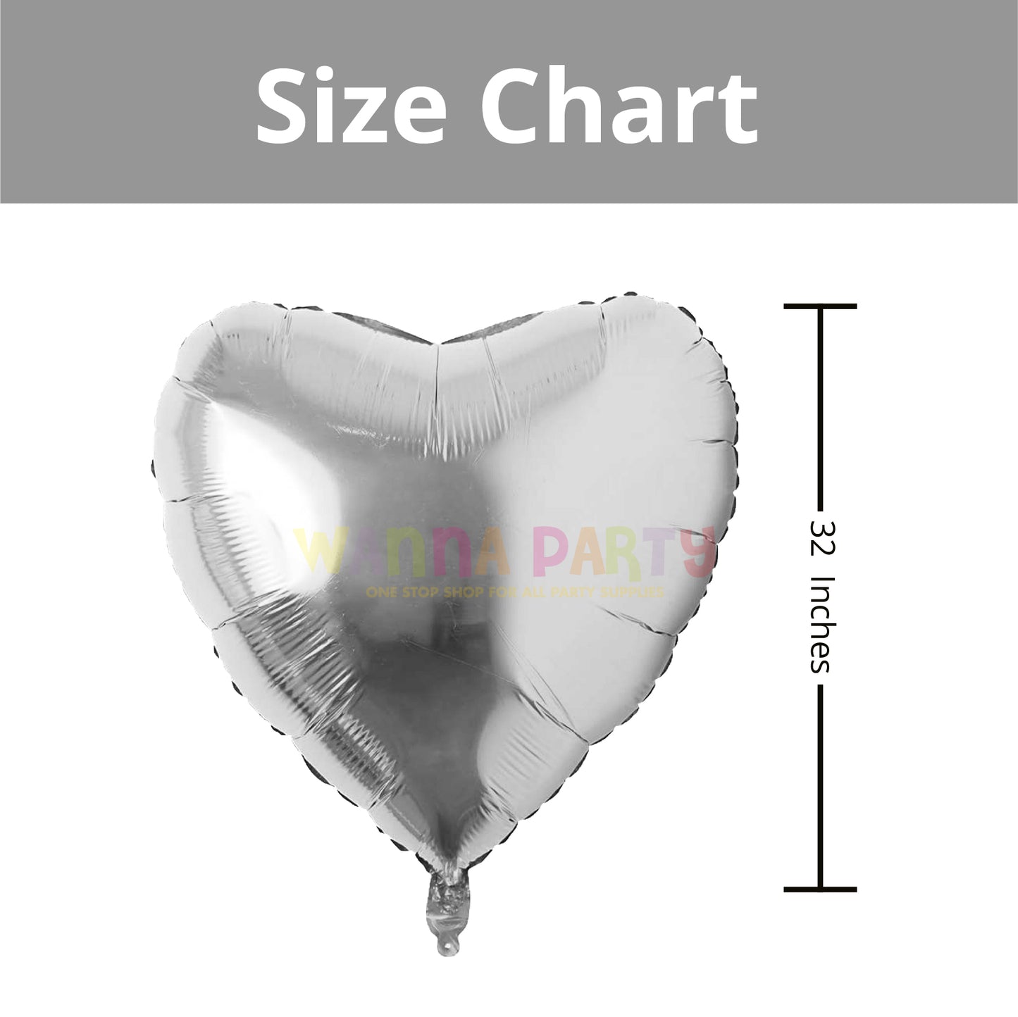 Silver Heart Foil Balloon 32"