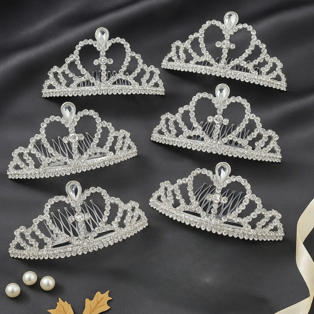 Silver Princess/Bachelorette Tiara Silver - Set of 6