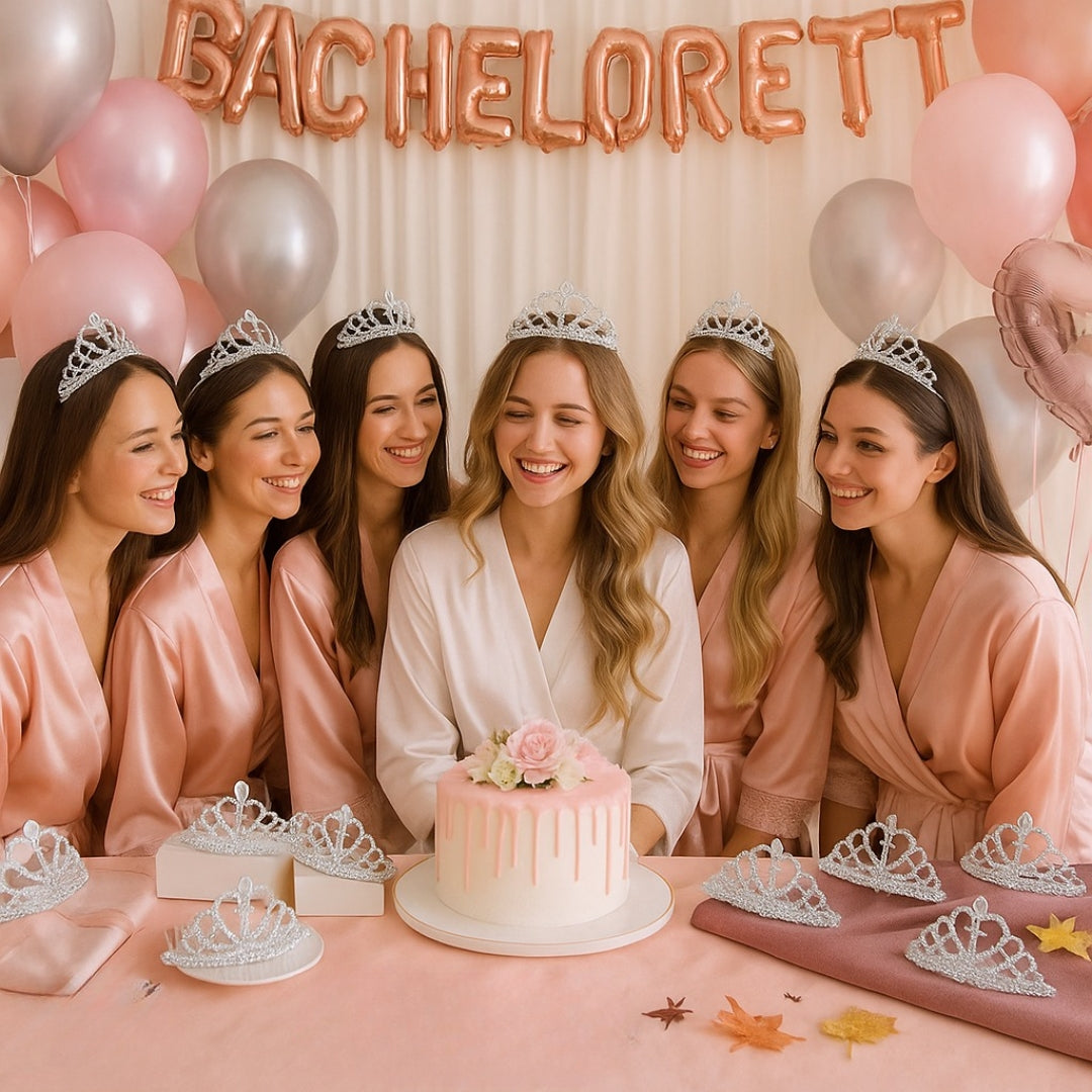 Silver Princess/Bachelorette Tiara Silver - Set of 6