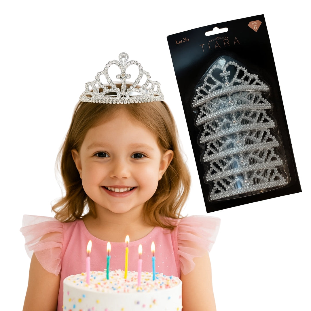 Silver Princess/Bachelorette Tiara Silver - Set of 6