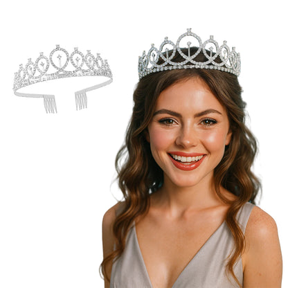 Birthday Queen Silver Crown with Rhinestones - 1PC