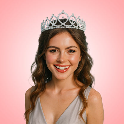 Birthday Queen Silver Crown with Rhinestones - 1PC