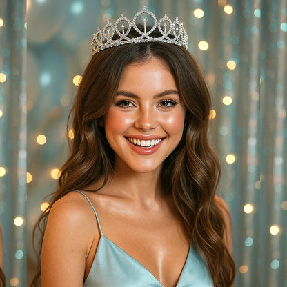 Birthday Queen Silver Crown with Rhinestones - 1PC