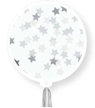 24" Silver Star Confetti with Tassel Balloons