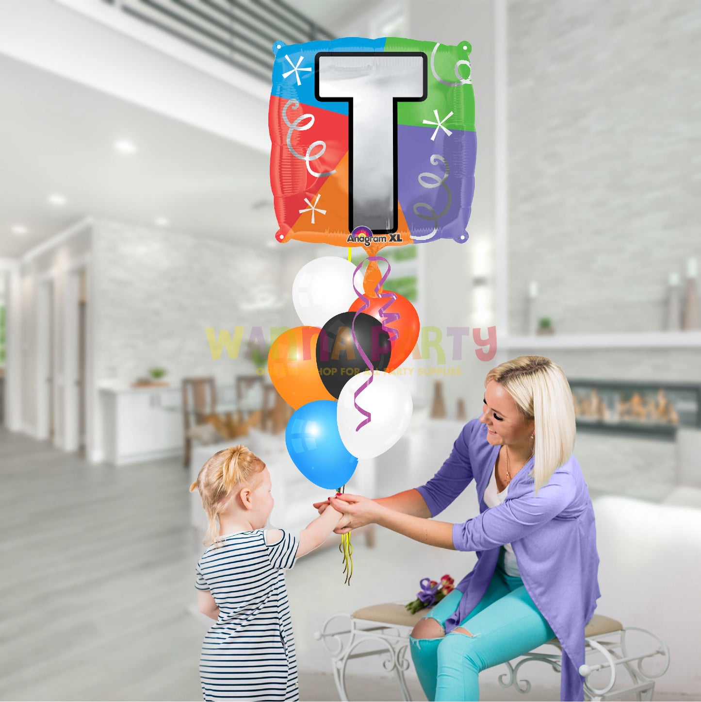 18" LETTER T QUAD BALLOON