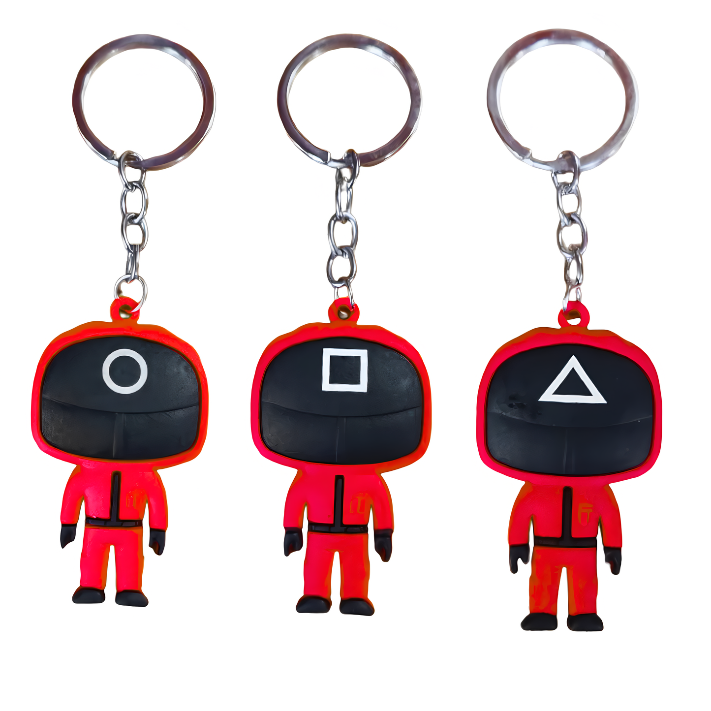 Wanna Party Cute Squid Game Mask Character Keychain - Set of 3