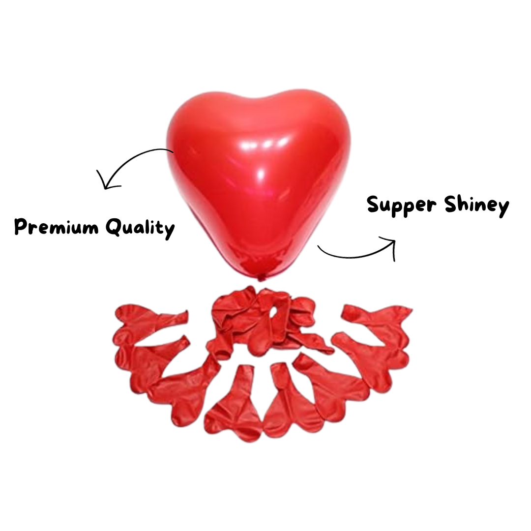 Red Heart Shaped Balloons - 25PC