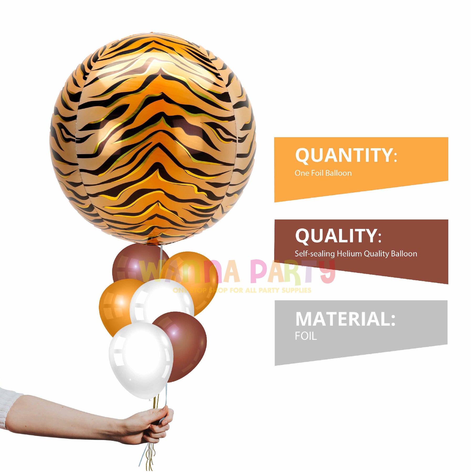 Tiger Print Orbz Balloon 16"