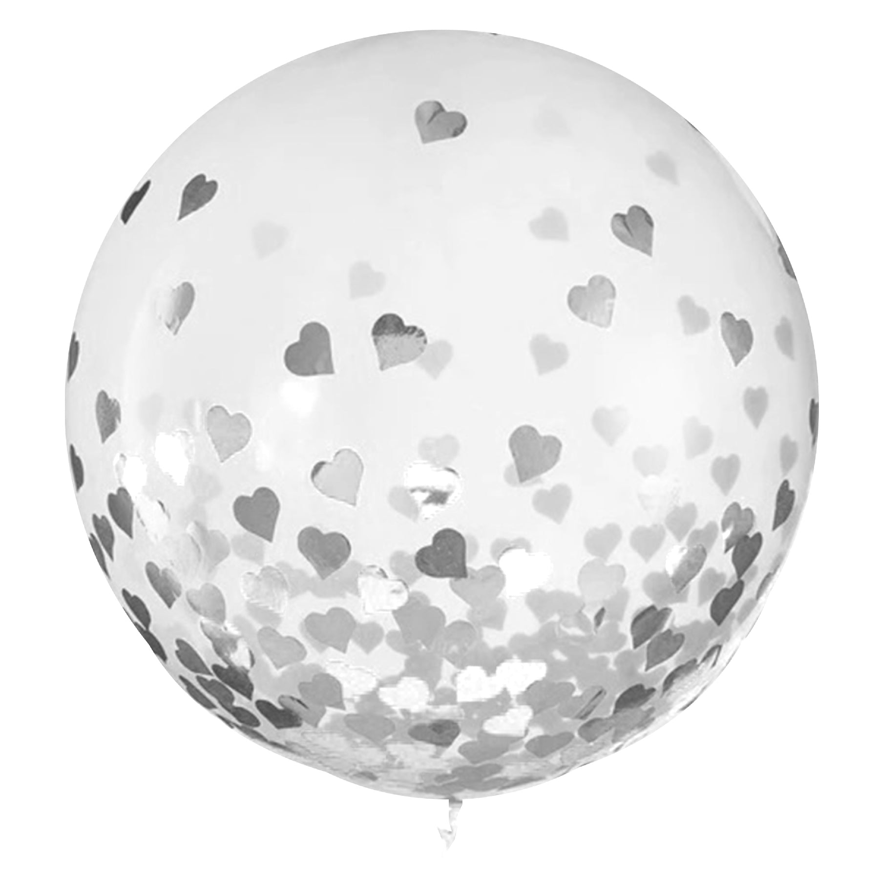 Transparent Balloons with Silver Heart Confetti