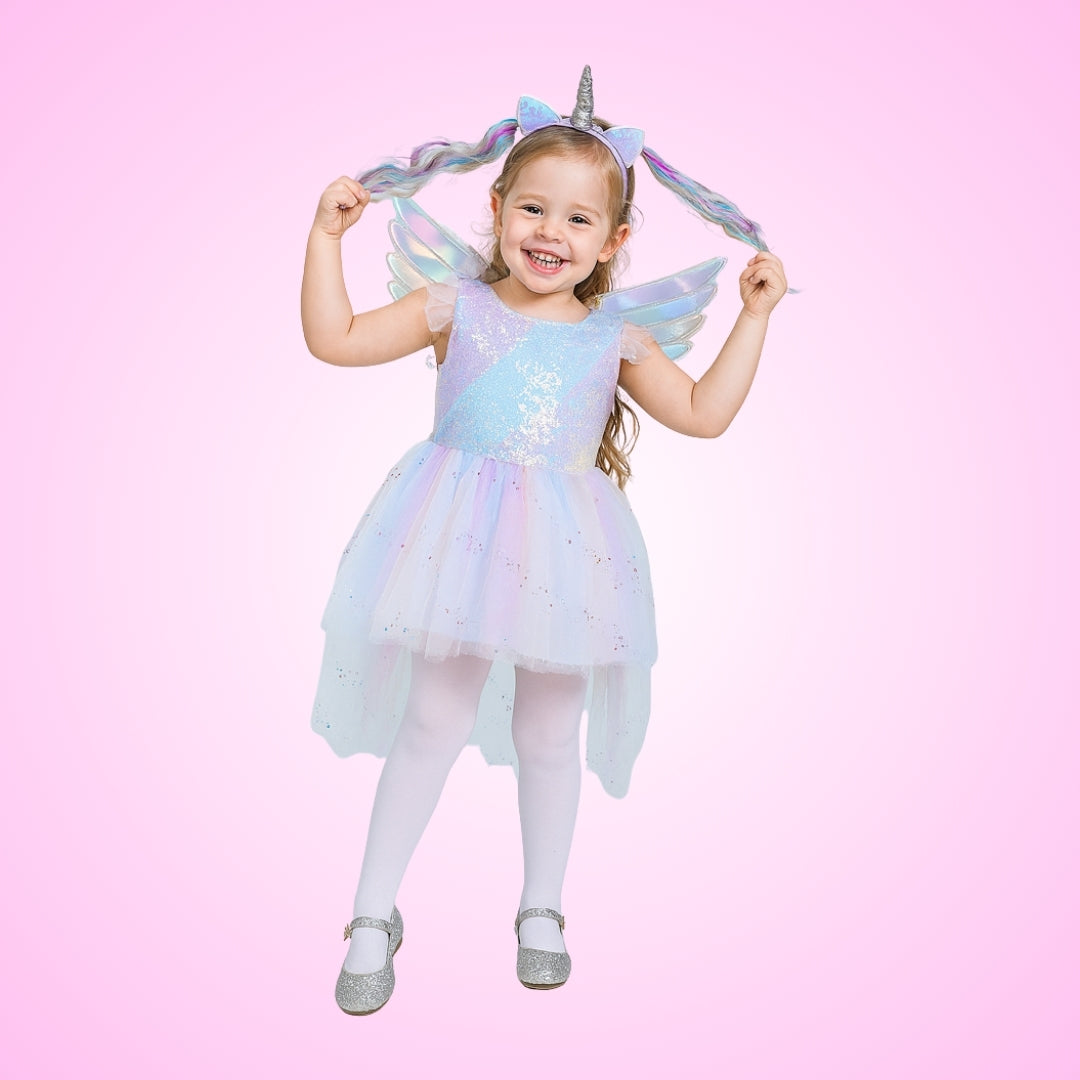Unicorn Costume with Wings and Headband - Medium - Age 4 to 6 Years