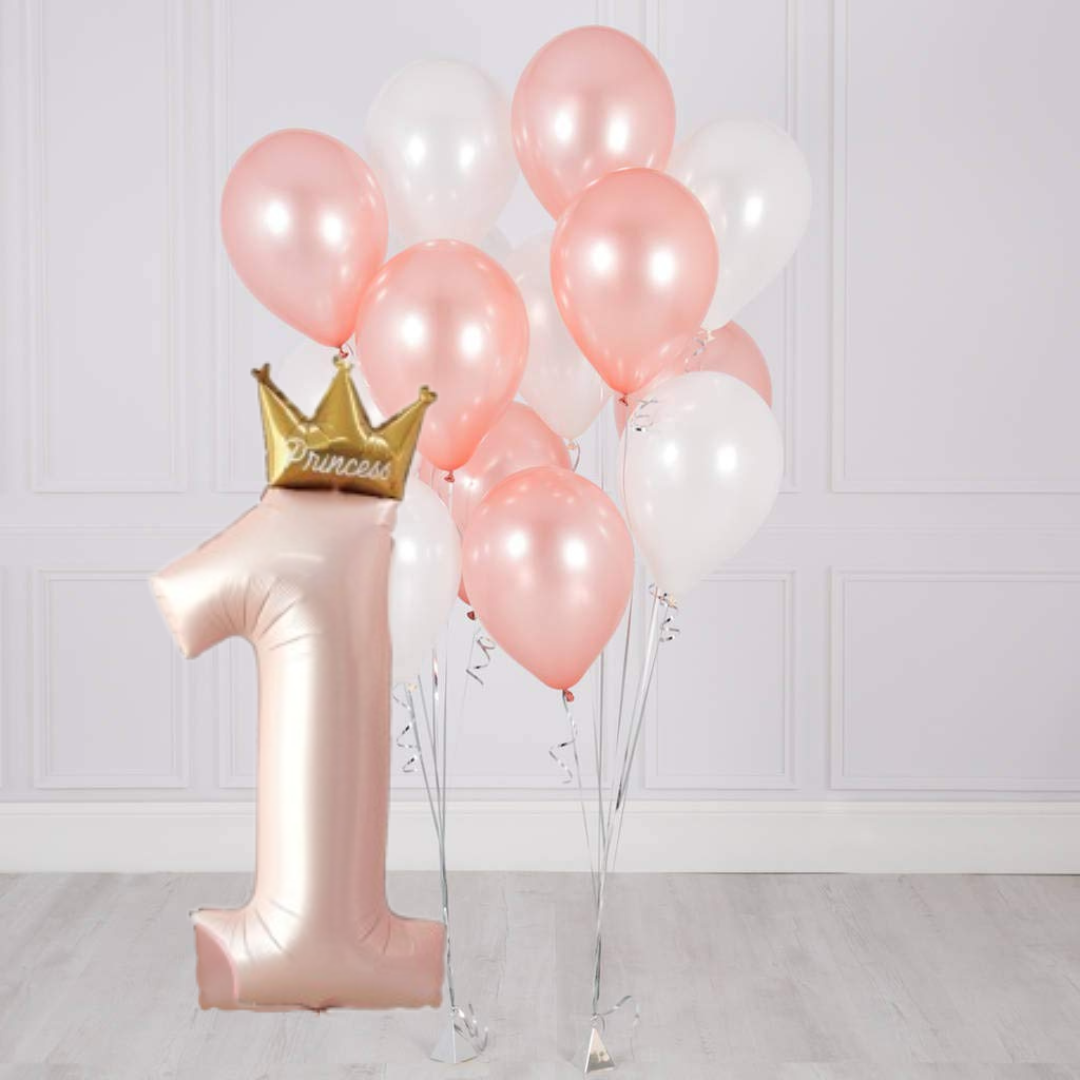 No.1 Princess Crown Balloon with Bobo & Latex Balloon