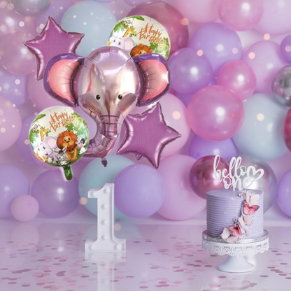 Jungle Animal Elephant Birthday Balloon Set Of 5