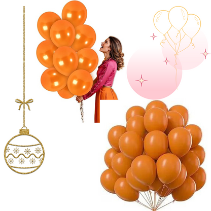 12 inch Orange Latex Balloons Helium Quality - 10PC