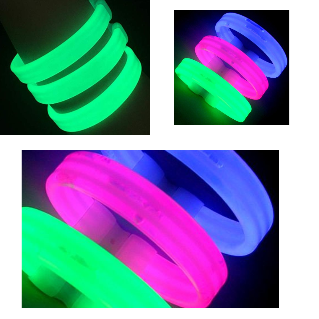 Glow in the Dark - Triple Wide Bracelet (Assorted Color)  - 1 PC