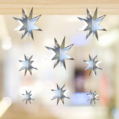 4D Silver Star Hanging - 6FT