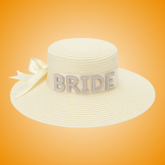 Beach Hat for Bride w/ Rhinestones for Bachelorette Party/ Beach Party - 1PC