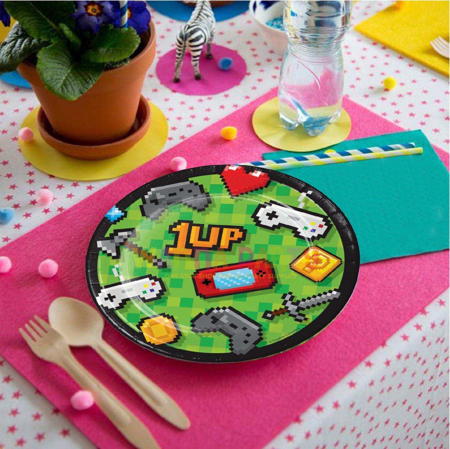 Video Gaming Party Dessert Plates 7 inch - 8PC