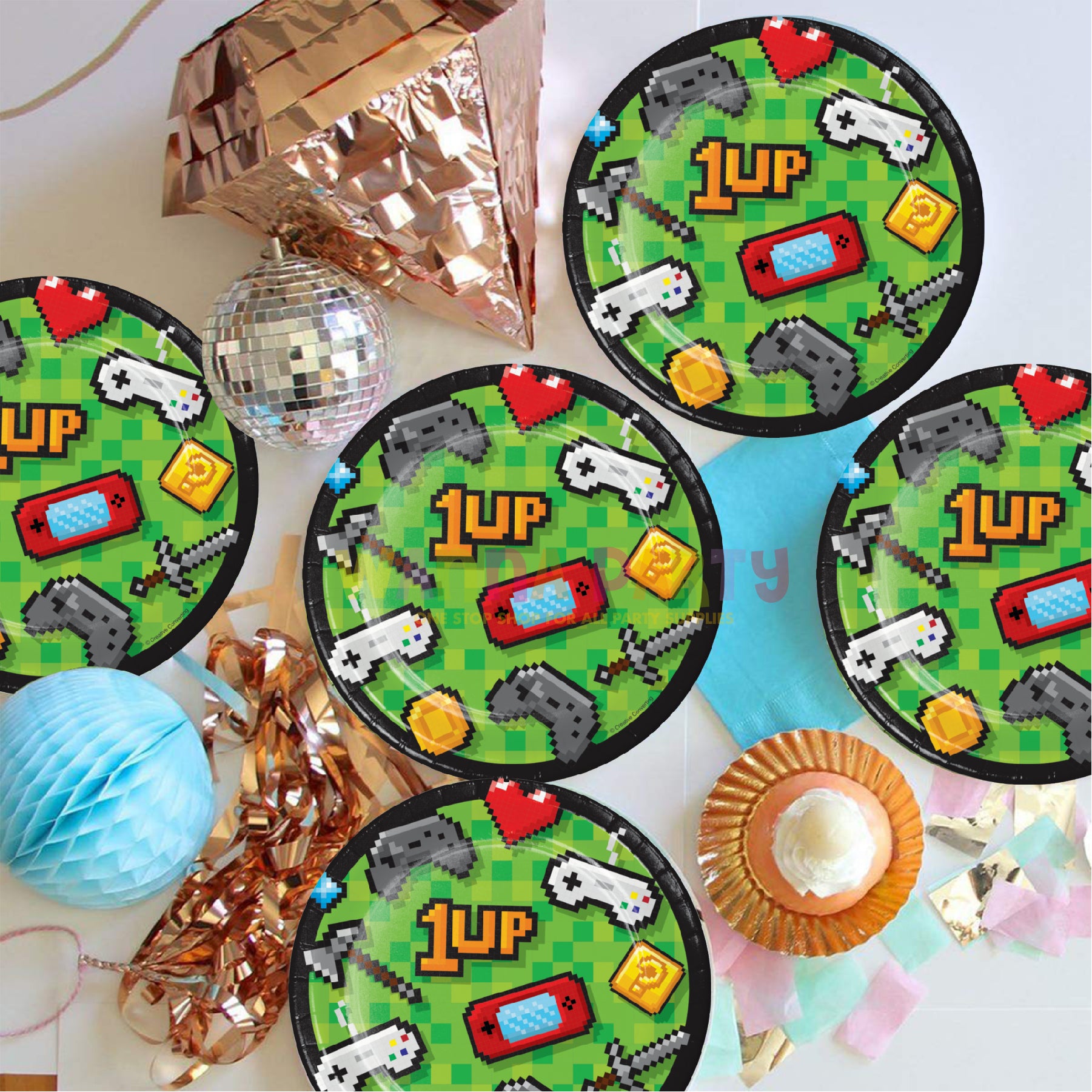 Video Gaming Party Dessert Plates 7 inch - 8PC