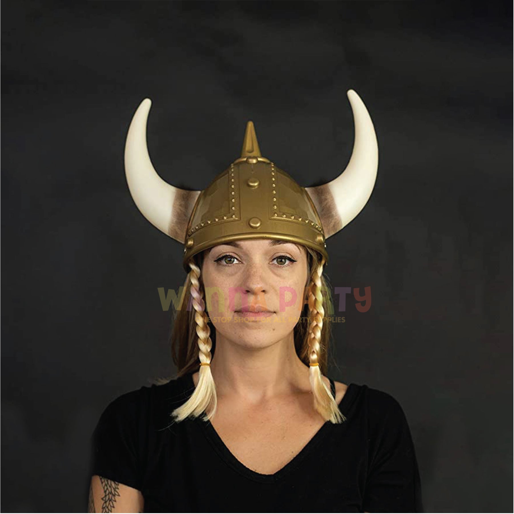 Vikings Horn Hat with Pony Tail