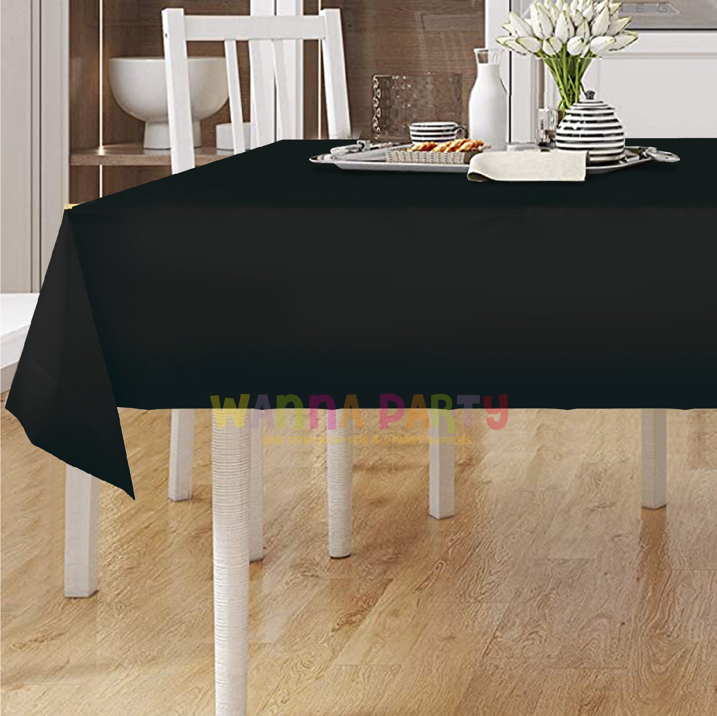 Vinyl Black Tablecover 54 inch x 108 inch