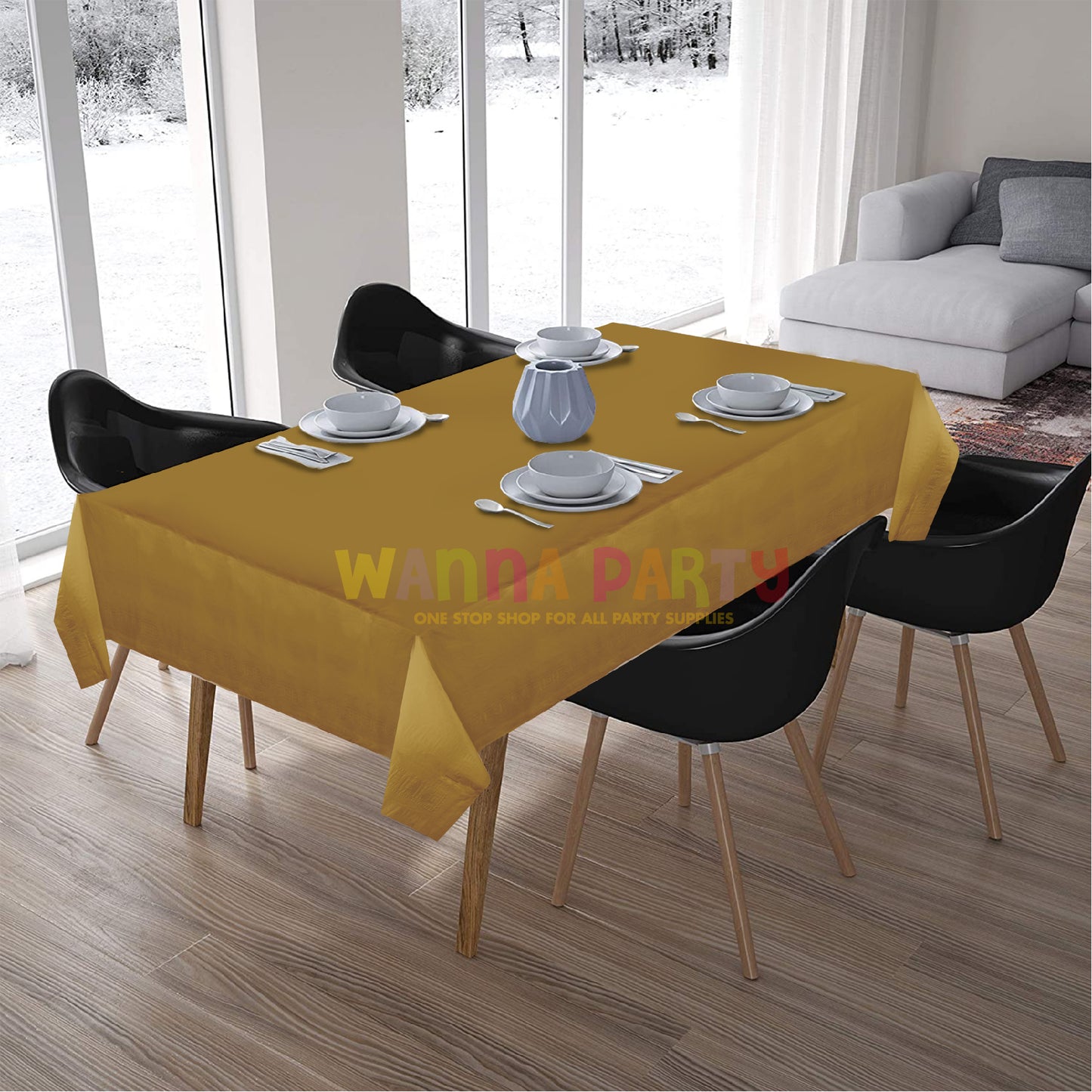 Vinyl Golden Tablecover 54 inch x 108 inch