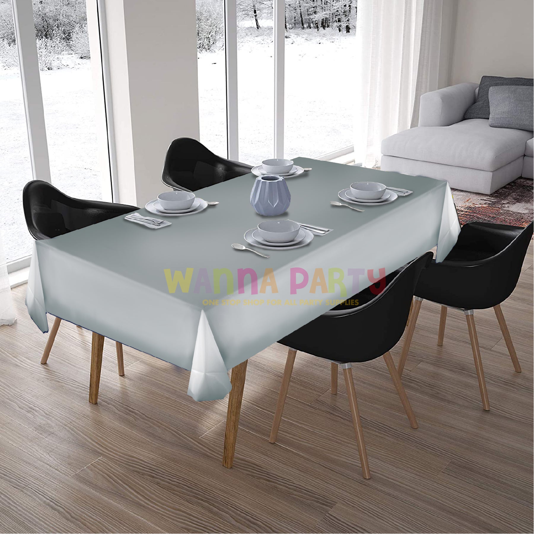 Vinyl Silver Tablecover 54 inch x 108 inch